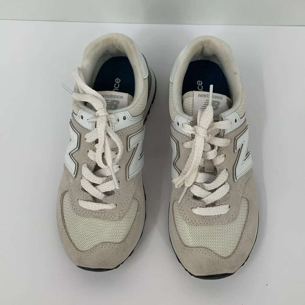 New Balance 574 Core sneakers shoe gray white mesh suede lace-up tie women 5 - Picture 3 of 7